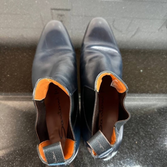 Santoni Blue Leather Chelsea Boots Men US 12 main image 6